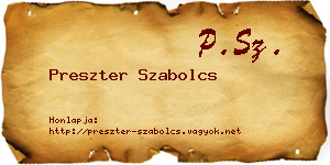 Preszter Szabolcs névjegykártya